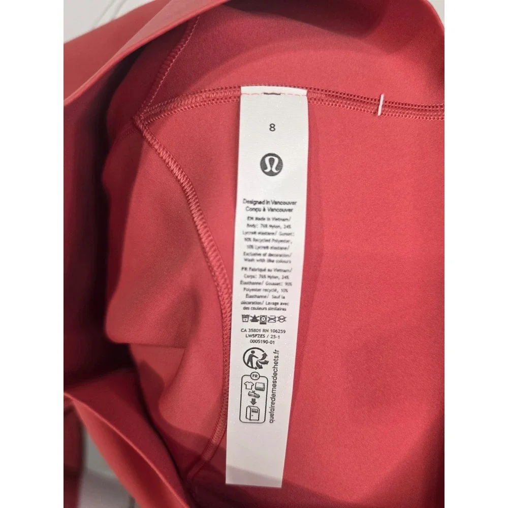 Lululemon Glow Up HR Tight 25 Desert Red(DTRE) Training Leggings LW5FZES 8